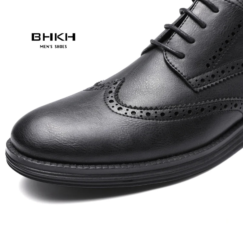 BHKH 2025 Genuine Leather Dress Shoes Comfy Men Casual Shoes Smart Business Work Office Lace-up Men Shoes