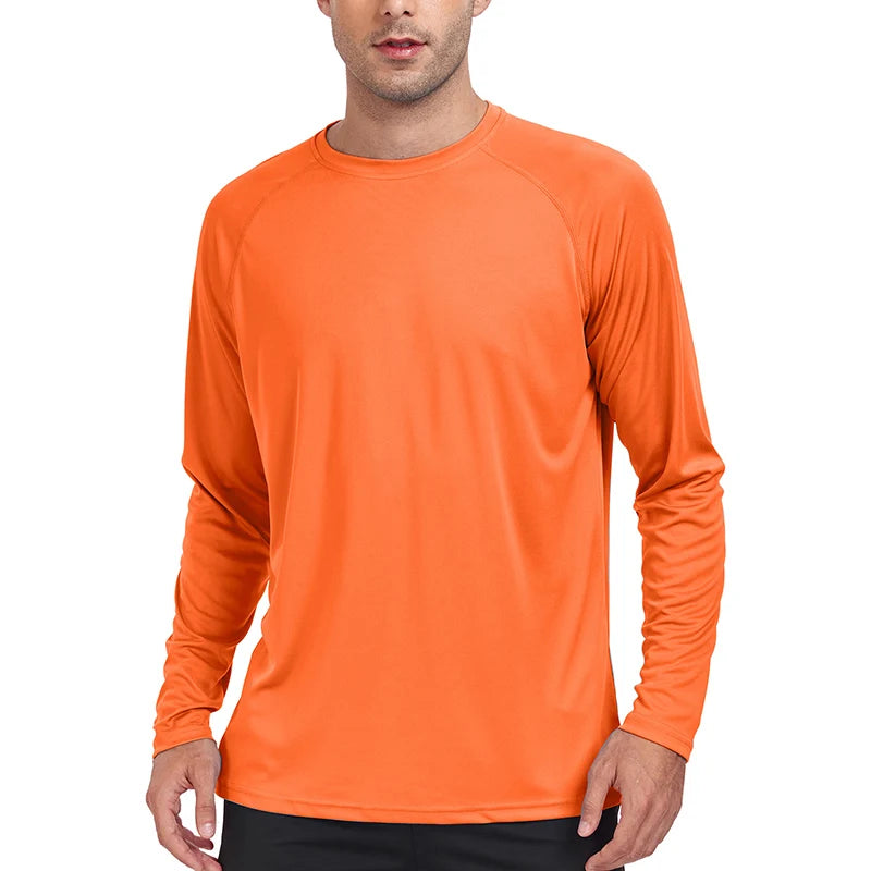 UV Men's Sun Protection Long Sleeve Summer UPF50+ Performance Quick Dry Men T-shirts Breathable Hiking Workout Pullover Tops
