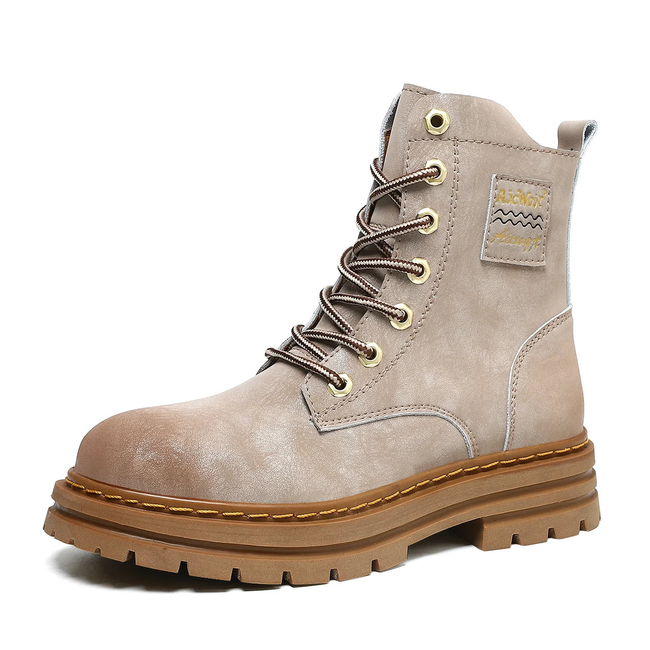 Men winter high top genuine leather boots couple anti-slip motorcycle boots lace-up shoes fashion zipper men boots large size 47