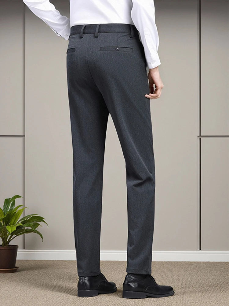 Men's Business Casual Pants Slight Stretch Comfort Commuter Slacks for Office Work Slim Fit Formal Trousers