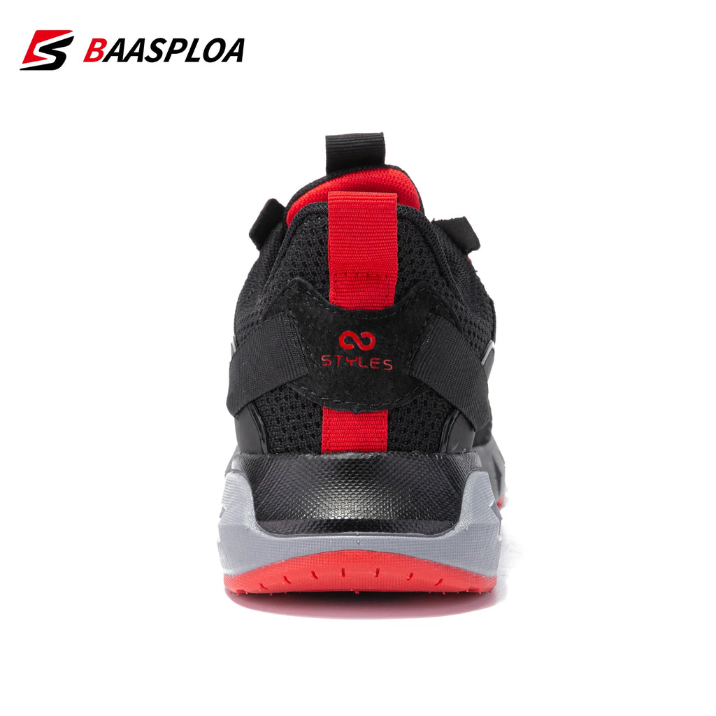 Baasploa Men Sport Shoes Mesh Breathable Walking Shoes for Men Lightweight Non-Slip Outdoor Fashion Casual Sneakers Lace Up Male