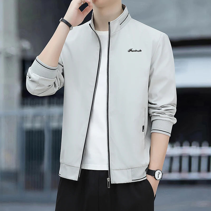 Autumn New Men Lapel Jacket Coats Fashion Fabric Comfortable Breathable Sweat Absorption Comfortable Slim Version Coats
