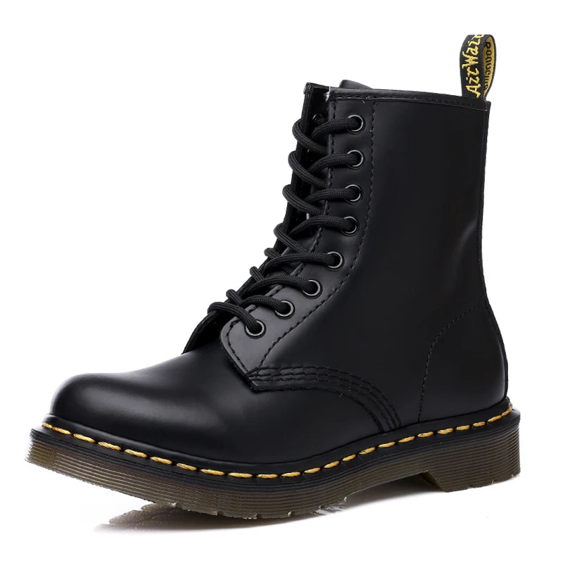 Large Size Men Genuine Leather Classic Six Hole Boots Fashion British Style Riding Short Ankle Boots Outdoor Boots Women's Boot
