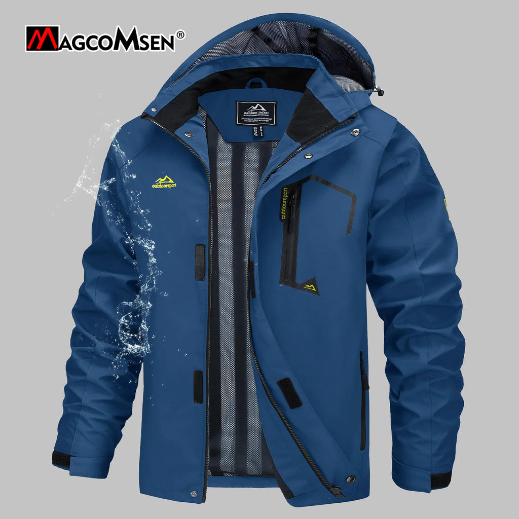 MAGCOMSEN Lightweight Rain Jackets Mens Waterproof Hiking Jackets Mesh Lined Spring Autumn Outdoor Jacket Coats Male Windbreaker