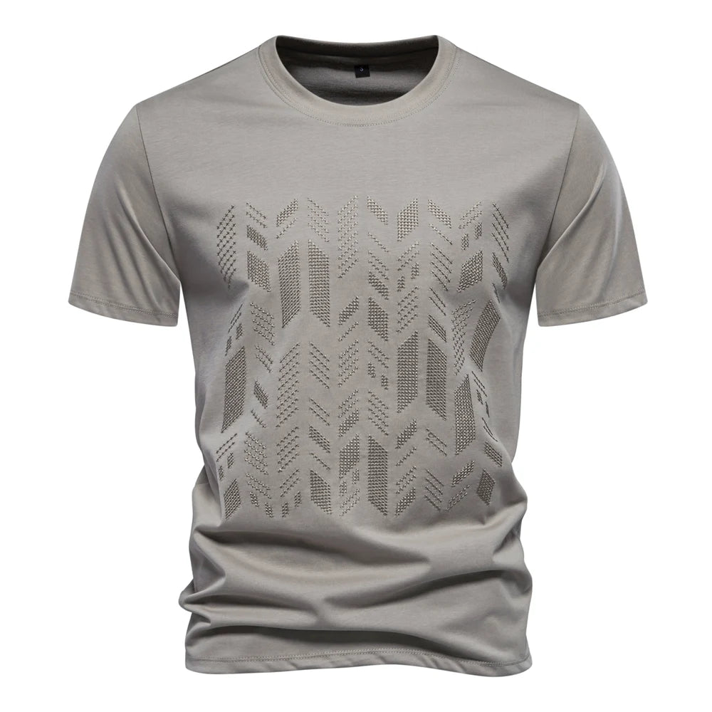 Summer Cool Cotton Blend T-shirt for Men Short Sleeve Brand Quality Embroidery Mens T Shirts