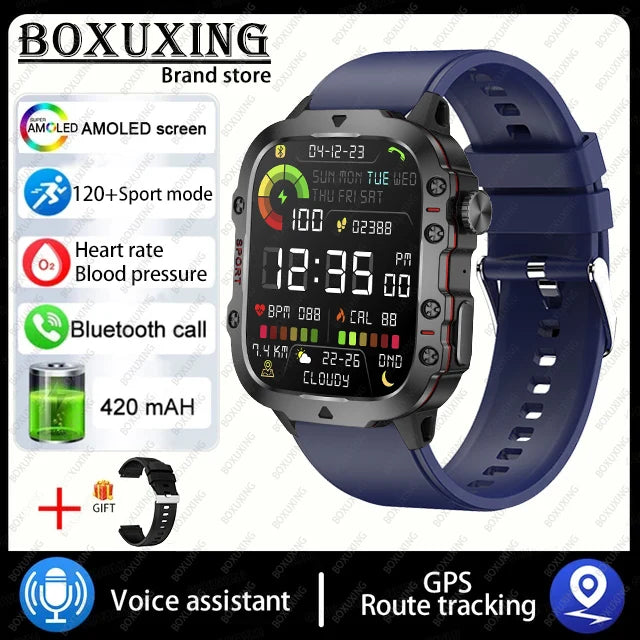 2025 New 3TAM Waterproof Smart Watch Men Outdoor Sports Fitness Tracker Health Monitor 1.96"HD BT Call Waterproof Smartwatch