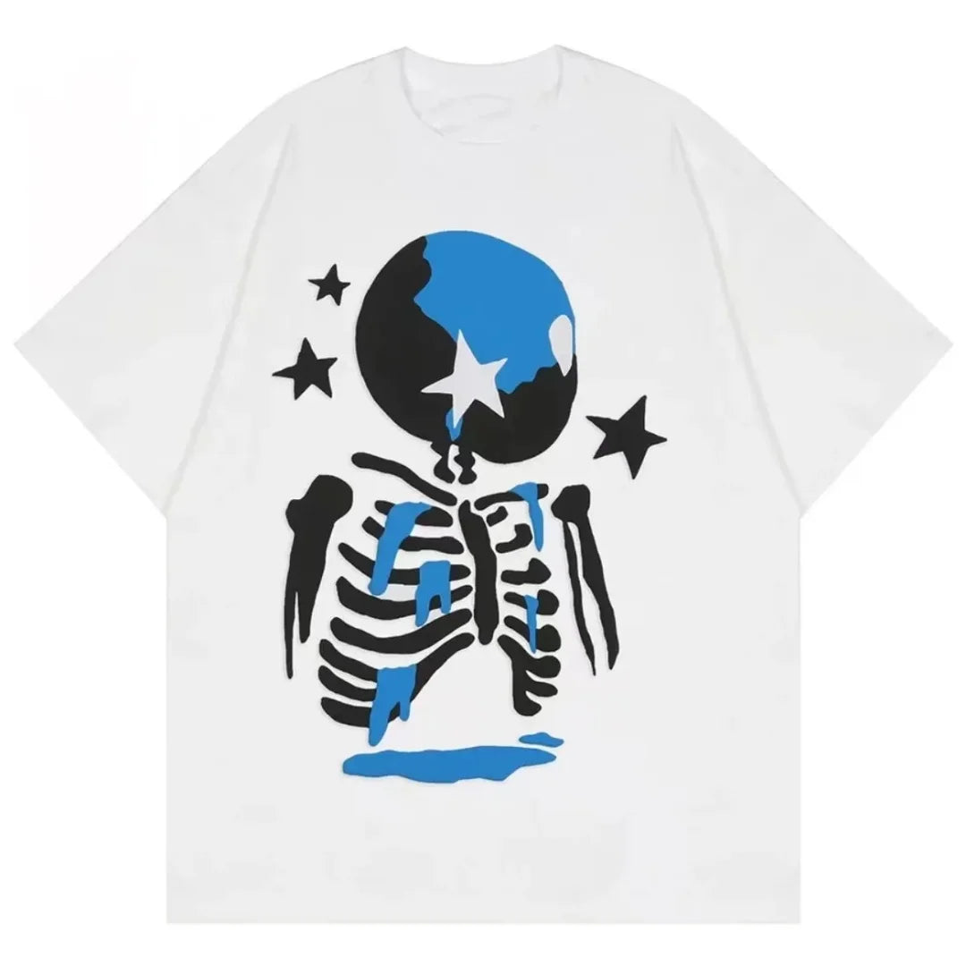 American retro skull graphic T-shirt Summer Fashion Sports Pure cotton Men's T-Shirt Children's Clothing T-shirts Y2k Woman