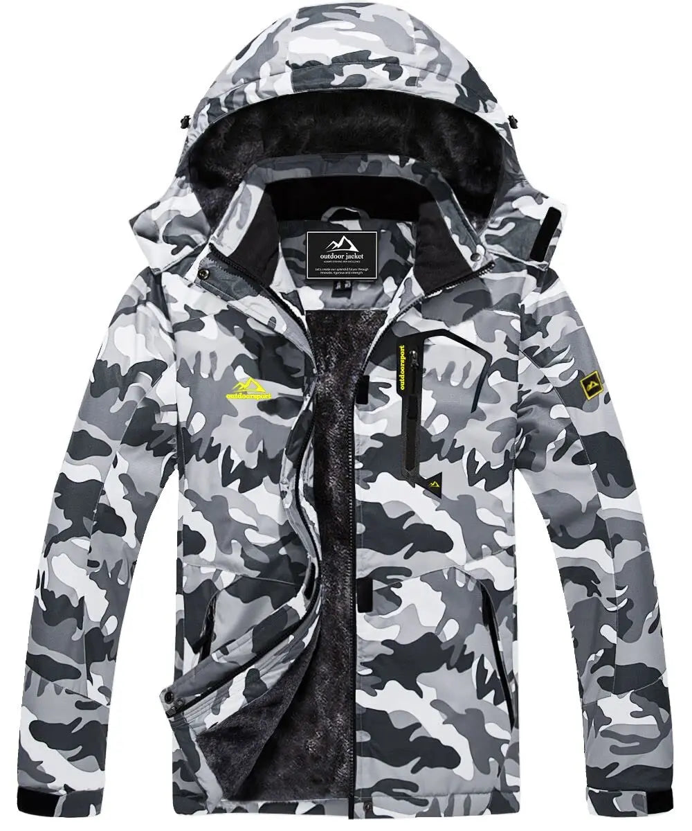 TACVASEN Winter Fleece Lined Jacket Men's Fleece Lining Coats Thermal Warm Jacket Hiking Walking Jacket Outdoor Windbreaker Male