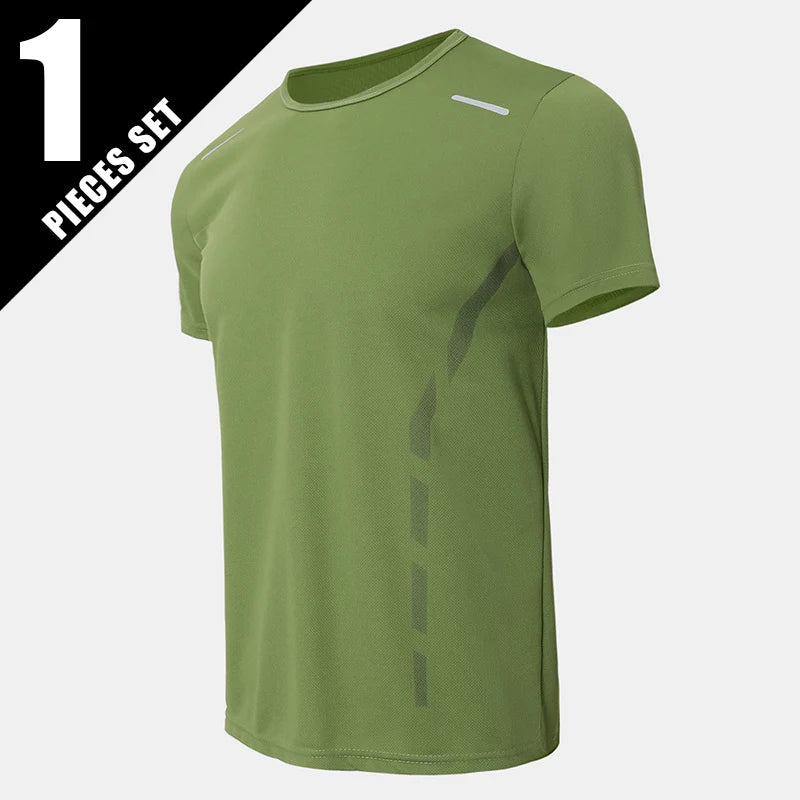 1/4 Pcs Men's Summer Fashion Printing Quick-drying Short-sleeved Youth Leisure Sports Fitness Breathable Top Middle-aged Loose T