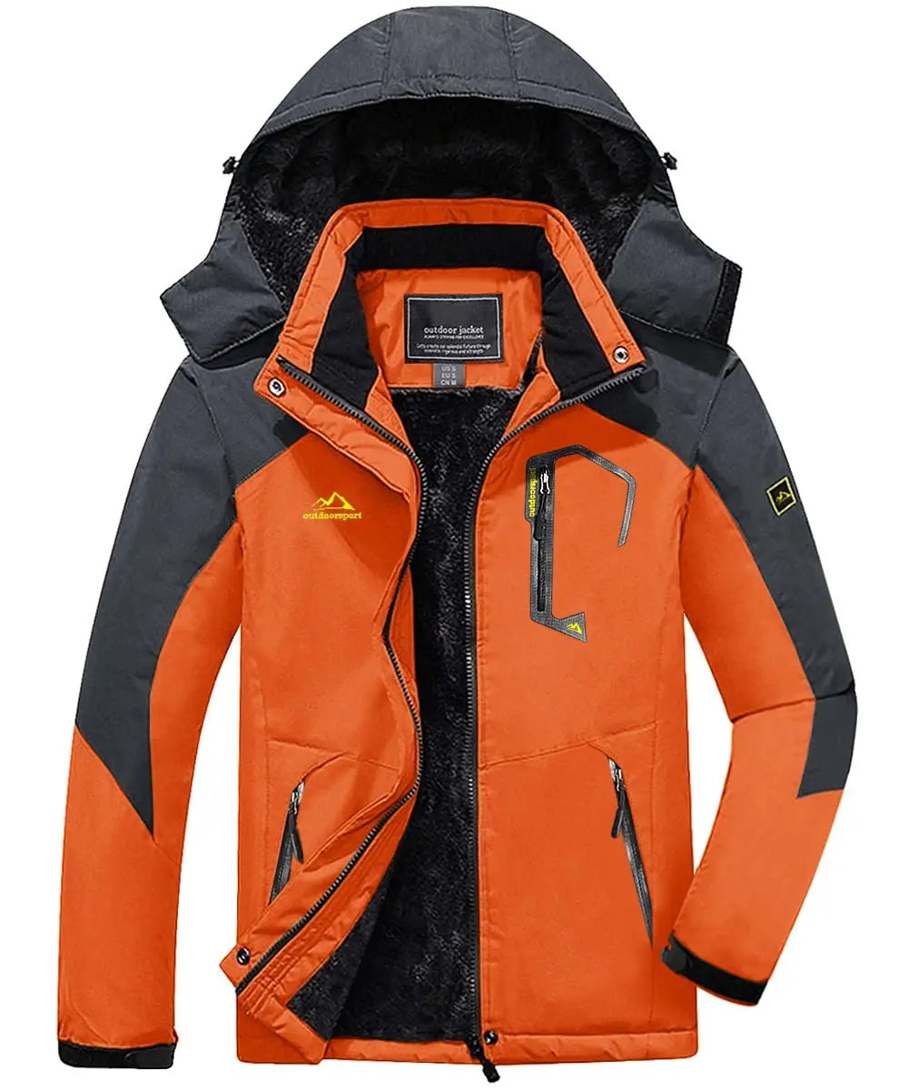 TACVASEN Winter Fleece Lined Jacket Men's Fleece Lining Coats Thermal Warm Jacket Hiking Walking Jacket Outdoor Windbreaker Male