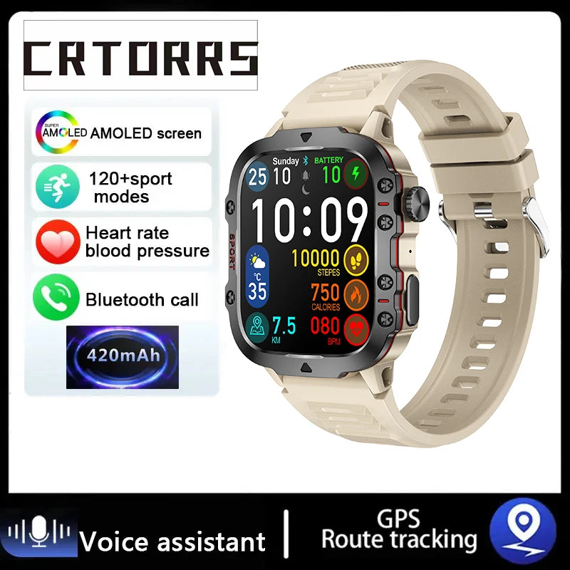 NEW Military Men Smart Watch 2025 Bluetooth Call Electronic Fitness Clock Heart Monitor Watches 3ATM Waterproof Sport Smartwatch