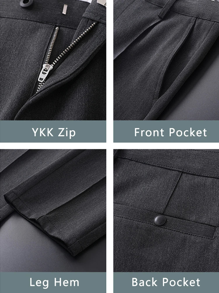 Men's Business Casual Pants Slight Stretch Comfort Commuter Slacks for Office Work Slim Fit Formal Trousers