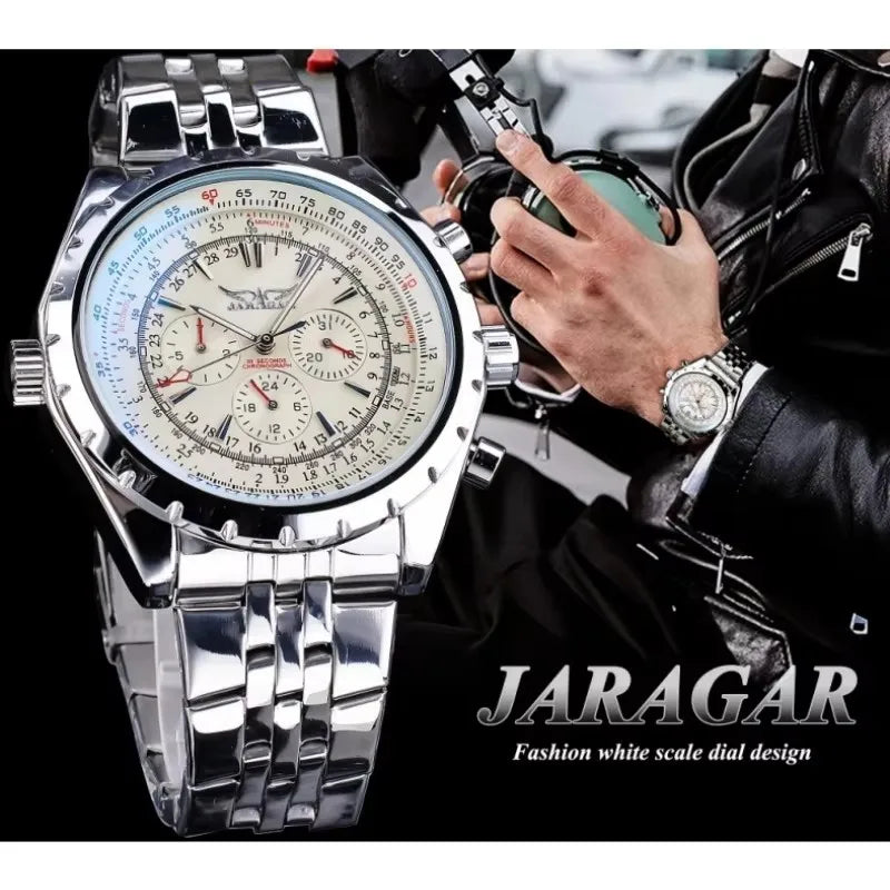 JARAGAR 212 New Men's Automatic Mechanical Watch Fashion Business Luxury Calendar Week Men's Premium Watch Gift reloj hombre