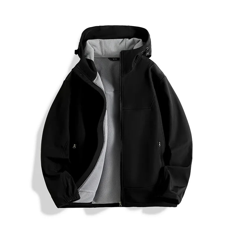 Men's Sports Outdoor Jacket Fleece-lined Versatile Autumn Winter Coat Mountaineering Cycling Camping Windproof Waterproof Casual