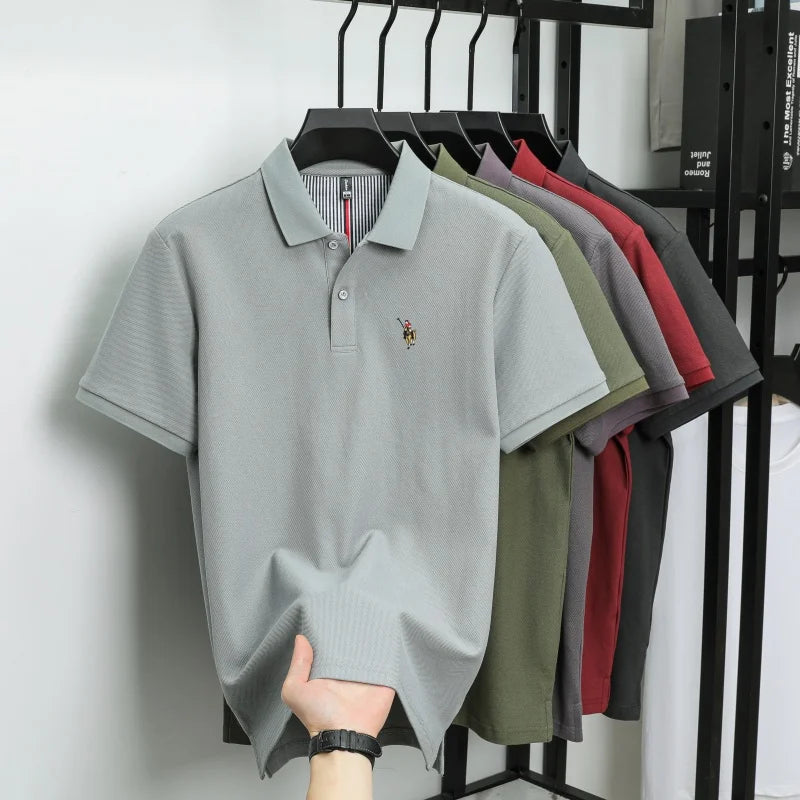 100% Cotton Breathable Short Sleeve T-shirt Men Luxury Brand Embroidery Loose Relaxed Summer Fashion Business Casual  POLO Shirt