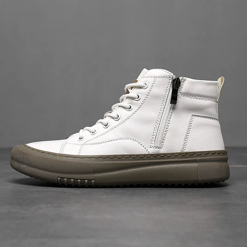 2024 Men's Spring & Fall White Shoes Men's New Trendy Versatile High-Top Sneakers Summer Fashion Casual Men's Shoes Breathable and Wear-Resistant Sneakers