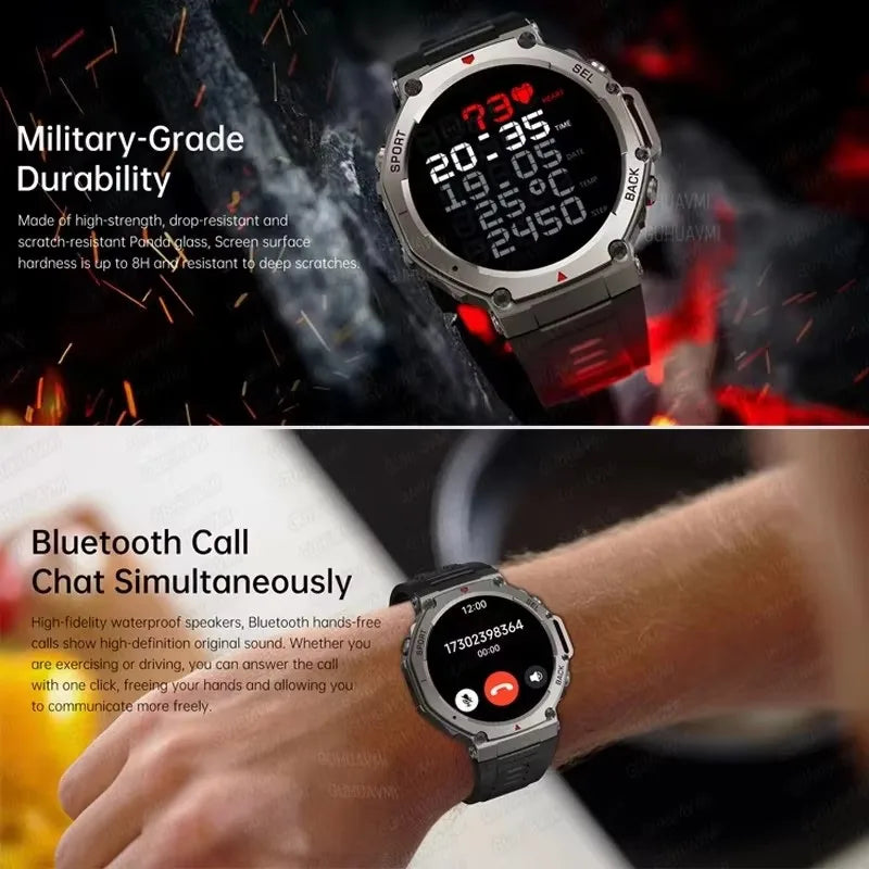 T-Rex 3 Built-in Dual-band GPS Smart Watch Men Smartwatch Compass Altimeter Barometric 5ATM IP69K Waterproof AMOLED HD Watches