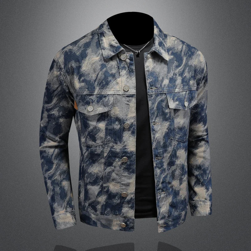 Slim Fit Men's Denim Jaet Spring Autumn American High Street Trend Korean Version Printed Casual Jeanswear Youth Faion
